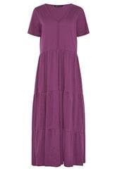 M&Co Berry Purple Notch Neck Tiered Cotton Maxi Dress