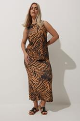 LIMITED COLLECTION Plus Size Brown Zebra Print Midaxi Skirt | Yours Clothing 3