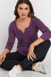 LTS Tall Dark Purple Cotton Henley Top | Long Tall Sally 4