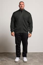 D555 Big & Tall Charcoal Grey Marl Zip Through Knitted Jumper | BadRhino 1