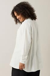 EVANS Plus Size White Long Sleeve Premium Linen Shirt | Evans 4