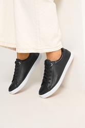 Black Faux Leather Lace Up Trainers In Extra Wide EEE Fit | Yours Clothing 3