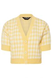 PixieGirl Petite Yellow Knitted Gingham Cardigan