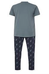 BadRhino Big & Tall Navy Blue & Storm Blue Stag Pyjama Set