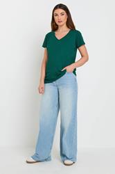 LTS Tall 2 PACK Green & Purple Cotton V-Neck T-Shirts | Long Tall Sally  2