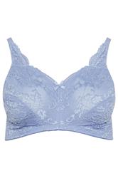 YOURS Curve Blue Hi Shine Lace Non-Padded Non-Wired Full Cup Bra