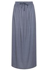 LTS Tall Navy Blue Gingham Shirred Maxi Skirt
