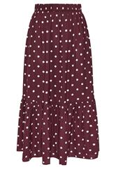 LIMITED COLLECITON Plus Size Burgundy Red Polka Dot Tiered Maxi Skirt | Yours Clothing 5