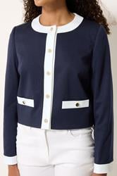 M&Co Navy Blue Colourblock Boucle Jacket | M&Co 1