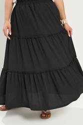 YOURS Plus Size Black Tiered Maxi Skirt | Yours Clothing 4