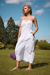 PixieGirl Petite Women's White Cotton Frill Bust Tie Dress | PixieGirl 1