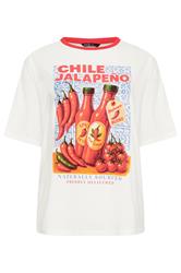 YOURS Curve Ivory White 'Chile Jalapeno' Relaxed T-Shirt