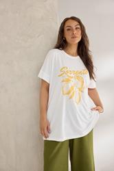 EVANS Plus Size White Lemon Print Graphic T-Shirt | Evans 3
