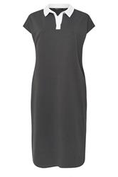 YOURS Curve Charcoal Grey Jersey Collar Grown-On Sleeve Dress