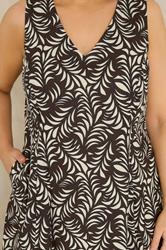 EVANS Plus Size Brown Linen Leaf Print Maxi Dress | Evans 5