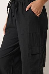 PixieGirl Petite Women's Black Cargo Wide Leg Trousers | PixieGirl 4
