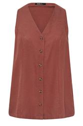 YOURS Curve Rust Orange Linen Waistcoat