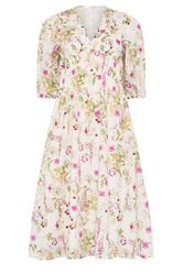 PixieGirl Petite Women's Pink Floral Midi Tea Dress | PixieGirl 5