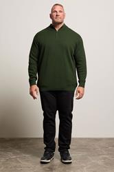 BadRhino Big & Tall Dark Green Milano Quarter Zip Jumper | BadRhino 1