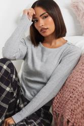 PixieGirl Petite Women's Grey Marl Ribbed Pyjama Top | PixieGirl 4