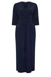 YOURS LONDON Curve Navy Blue Maxi Drape Dress
