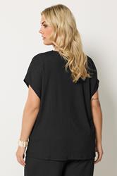 YOURS Plus Size Black Grown On Sleeve Top | Yours Clothing 2