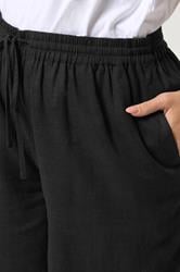 YOURS Plus Size Black Drawstring Linen Shorts | Yours Clothing 4