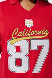 LIMITED COLLECTION Plus Size Red 'California 87' Rugby Collar Varsity Top | Yours Clothing 4