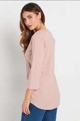 LTS Tall Light Pink Cotton Henley Top | Long Tall Sally 2