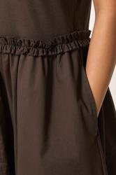 PixieGirl Petite Women's Chocolate Brown Mixed Ruffle Cotton Midi Dress | PixieGirl  4
