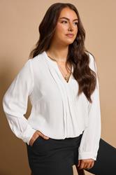 EVANS Plus Size Ivory Pleat Front Blouse | Evans 3