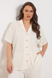 YOURS Plus Size Ivory White Textured Shirt | Yours Clothing 3