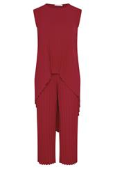 YOURS LONDON Curve Red Pleated Set