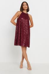PixieGirl Petite Women's Burgundy Red Sequin Embellished Halter Neck Dress | PixieGirl 3