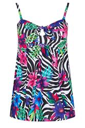 YOURS Plus Size Black Zebra Print Tankini Top | Yours Clothing 8