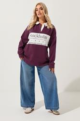 YOURS Plus Size Burgundy Red 'Stockholm' Rugby Top | Yours Clothing 2