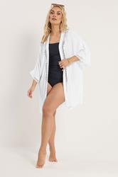 YOURS Plus Size White Crinkle Beach Kimono | Yours Clothing 1