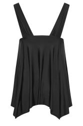 YOURS Plus Size Black Knotted Strap Hanky Hem Swim Dress | Yours Clothing 8