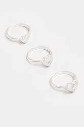 YOURSET 3 PACK Silver Tone Diamante Heart Rings | Yours Clothing 2