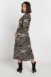 PixieGirl Petite Women's Brown Zebra Print Long Sleeve Midi Dress | PixieGirl 2