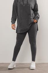 YOURS Plus Size Black Acid Wash Leggings | Yours Clothing 1