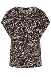 YOURS Curve Brown Zebra Print Crinkle Grown On Sleeve Top