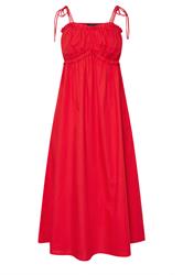 PixieGirl Petite Red Cotton Frill Bust Tie Dress
