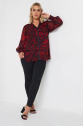 YOURS Curve Red Floral Print Stud Blouse | Yours Clothing 1