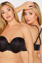 Plus Size Black Moulded Underwired Full Cup Multiway Bra With Removable Straps | Yours Clothing 3