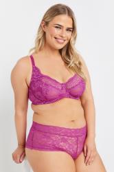 YOURS Plus Size Pink Lace Non-Padded Underwired Bra | Yours Clothing 1