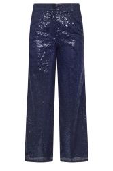 PixieGirl Petite Navy Blue Sequin Embellished Wide Leg Trousers