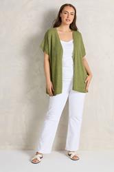 EVANS Plus Size Green Tape Yarn Short Sleeve Cardigan | Evans 1