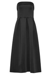 LTS Tall Black Pleated Bandeau Midi Dress