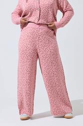 LIMITED COLLECTION Plus Size Pink Leopard Print Wide Leg Trousers | Yours Clothing  1